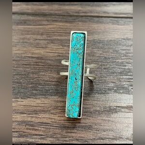 Bar Turquoise, Brass Adjustable Ring